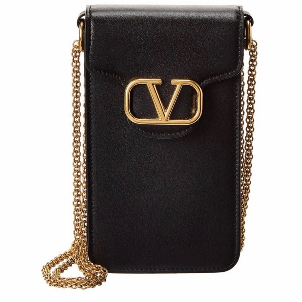 Valentino Black Crossbody with Gold Chain
